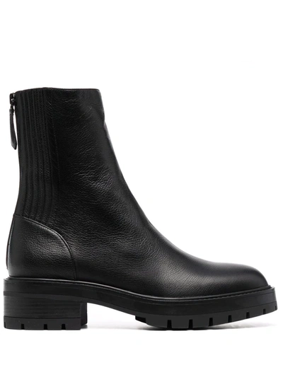 Aquazzura Saint Honore Combat Almond-toe Boots In Schwarz