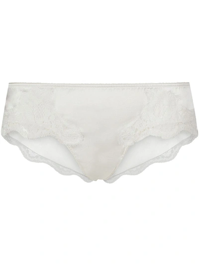 Shop Dolce & Gabbana Lace-detail Satin Briefs In White