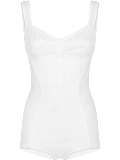 Shop Dolce & Gabbana Floral-lace Corset Bodysuit In White