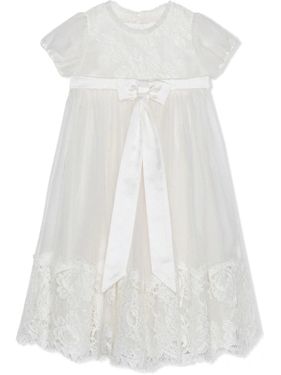 Shop Dolce & Gabbana Lace-overlay Chiffon Dress In White