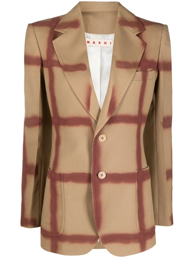 Shop Marni Spray-paint Single-breasted Blazer In Neutrals