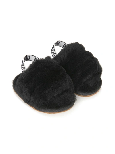 Shop Ugg Logo-tape Shearling Sandals In Black