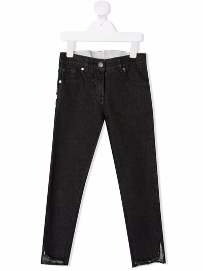 Shop Stella Mccartney Logo-stripe Denim Jeans In Black