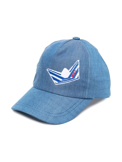 Shop Monnalisa Embroidered Motif Baseball Cap In Blue