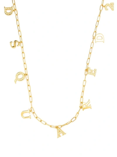 Shop Dsquared2 Crystal-embellished Logo Charm Necklace In Gold