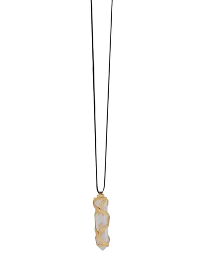 Shop Saint Laurent Rock Crystal Necklace In Brown