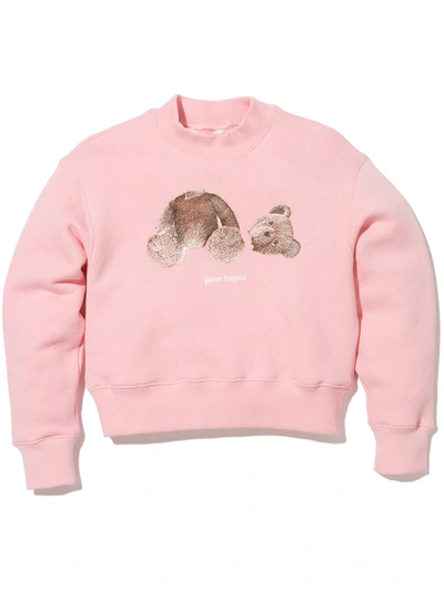 Shop Palm Angels Bear Crew Neck Sweatshirt In Pink