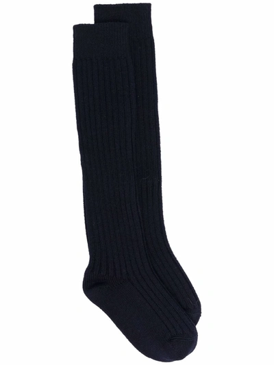 Shop Jil Sander Ribbed-knit Socks In Blue