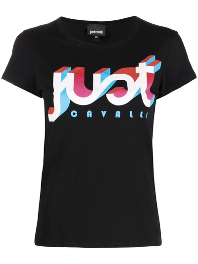 Shop Just Cavalli 3d Logo-print T-shirt In Black