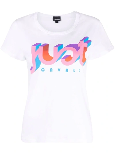 Shop Just Cavalli 3d Logo-print T-shirt In White