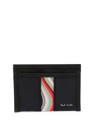 Shop Paul Smith Striped Detail Cardholder In Black