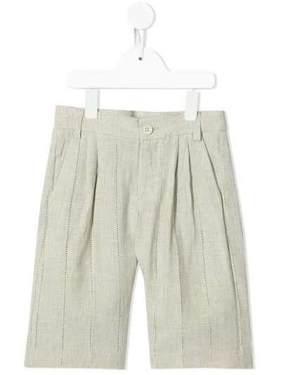 Shop Fendi Pleated-waist Shorts In Neutrals