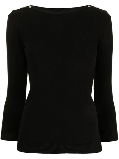 Shop Agnès B. Button-detail Knitted Top In Black