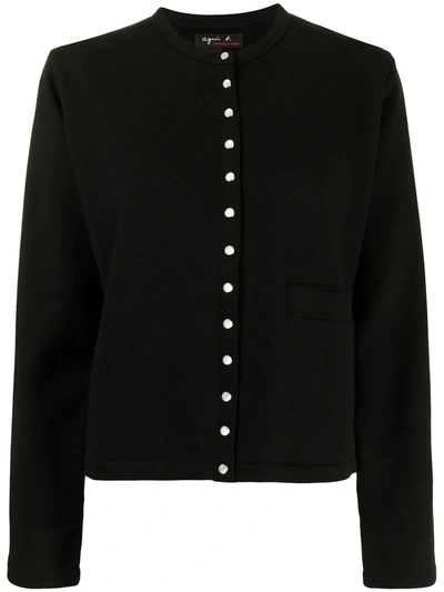 Shop Agnès B. Snap-fastening Knitted Cardigan In Black