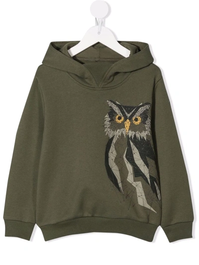 Shop Il Gufo Owl-embroidered Cotton Hoodie In Green