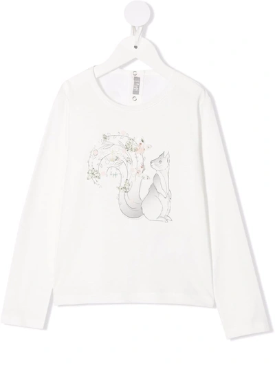 Shop Il Gufo Graphic-print Crew Neck Sweatshirt In White