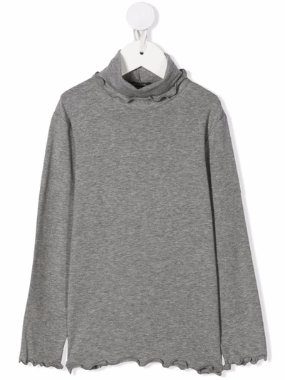 Il Gufo Fluted-hem Long-sleeve Top In Grey