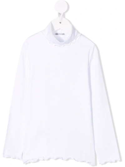 Il Gufo Fluted-hem Long-sleeve Top In White