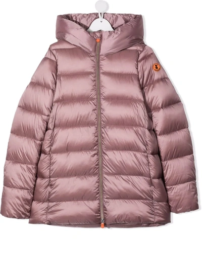 Shop Save The Duck Teen Hooded Puffer Jacket In Pink