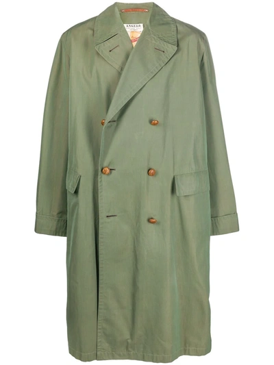 Pre-owned A.n.g.e.l.o. Vintage Cult 1950s Iridescent-effect Double-breasted Trench Coat In Green