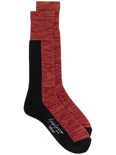 Shop Yohji Yamamoto Patterned Calf-length Socks In Red