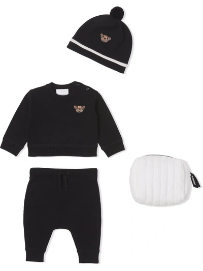 Shop Burberry Thomas Bear Three-piece Set In Black