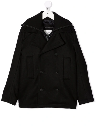 Shop Givenchy Logo Print Double Breasted Coat In Black