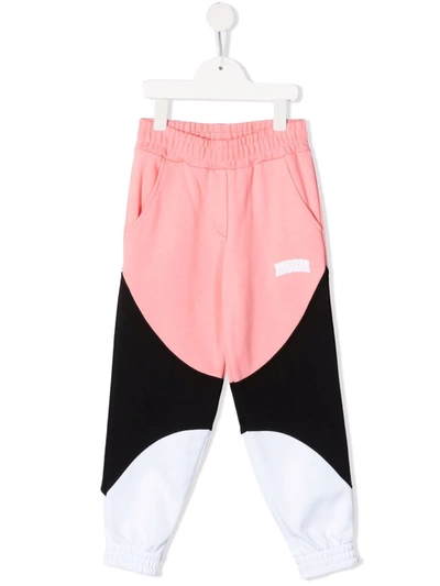 Shop Msgm Colour-block Track Pants In Pink