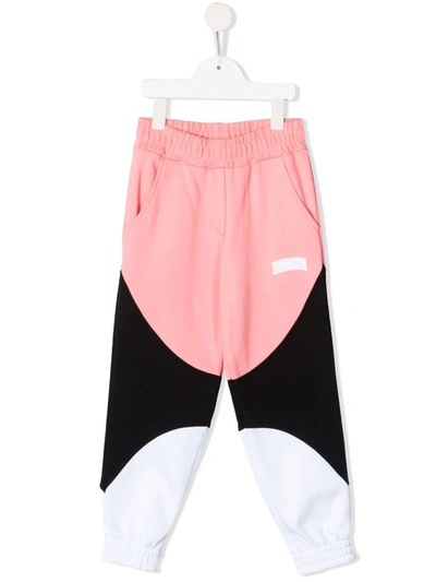 Msgm Teen Colour-block Track Trousers In Pink