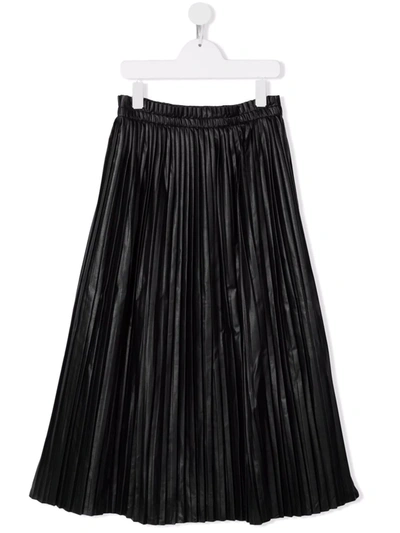 Shop Mm6 Maison Margiela Teen Pleated Midi Skirt In Black