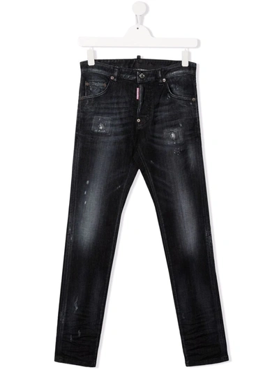 Shop Dsquared2 Teen Straight Leg Jeans In Black