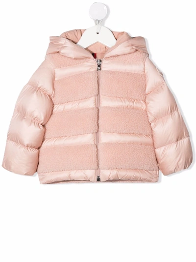Shop Moncler Shearling Padded Coat In Pink