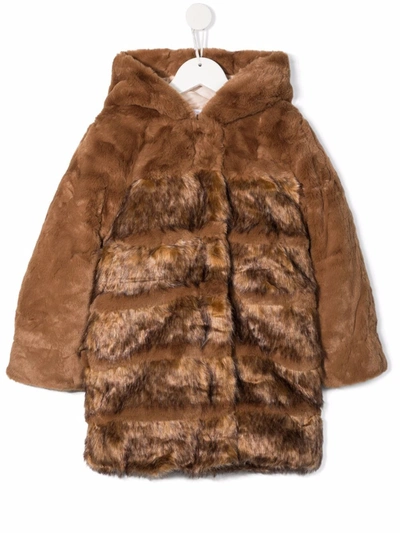 Shop Chloé Faux Fur Hooded Coat In Brown