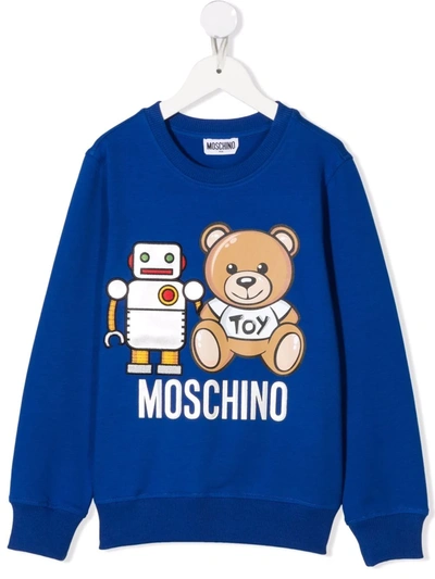 Shop Moschino Teddy Bear-print Sweatshirt In Blue