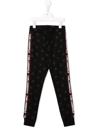 Shop Karl Lagerfeld Logo-tape Track Pants In Black