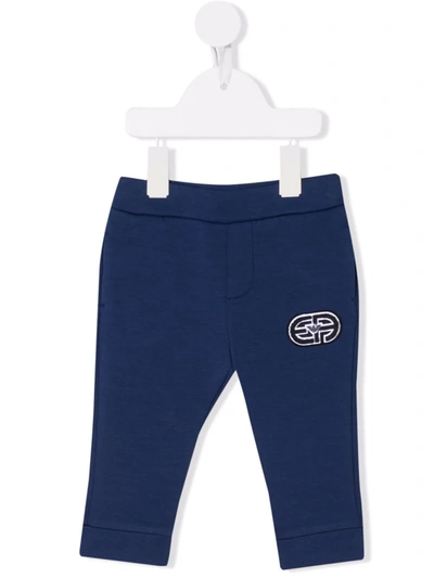 Shop Emporio Armani Embroidered Track Track Pants In Blue