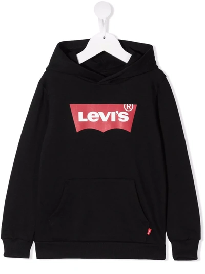 Shop Levi's Logo-print Oversized Hoodie In Black