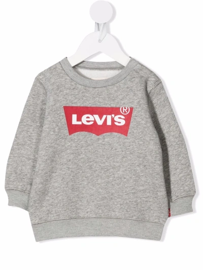 Shop Levi's Logo-print Fleece Sweatshirt In Grey