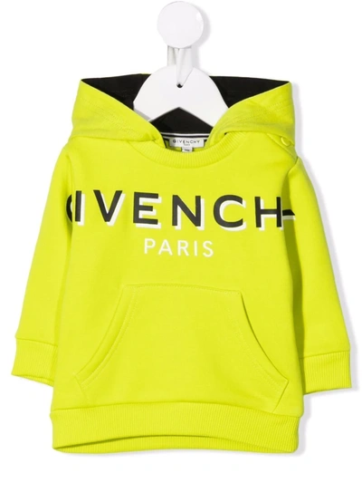 Shop Givenchy Logo-print Cotton Hoodie In Green