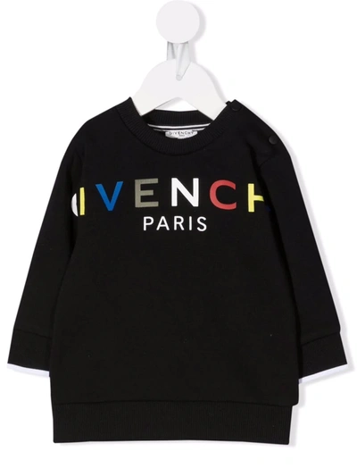 Shop Givenchy Logo-print Crew-neck Sweatshirt In Black