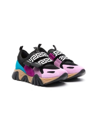 Versace Sneakers With Multicolor Print Kids In Black