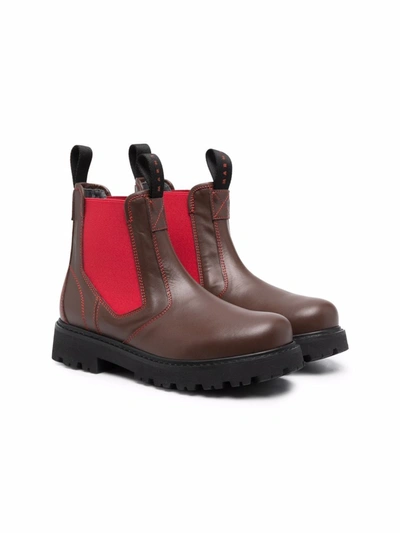 Shop Marni Teen Slip-on Leather Boots In Brown