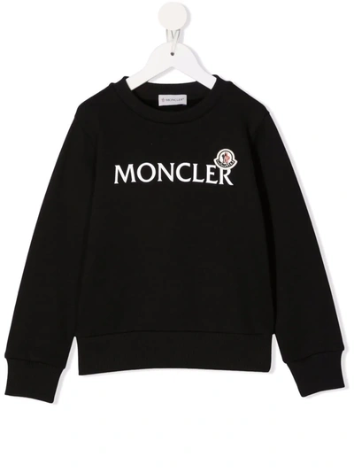 Shop Moncler Logo-print Crew-neck Sweatshirt In Black