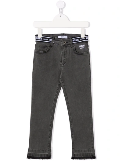 Msgm Teen Logo Band Skinny Jeans In Grey