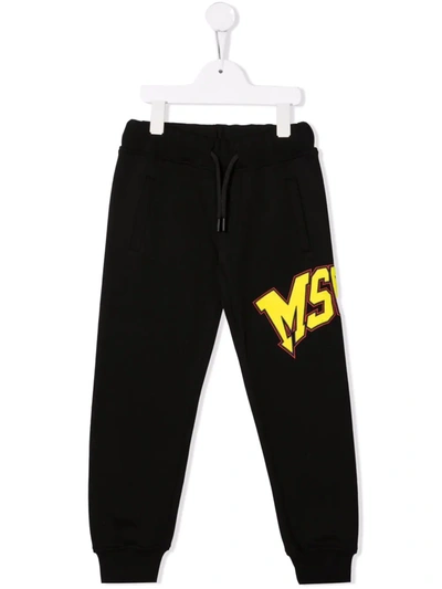 Shop Msgm Graphic-print Track Trousers In Black