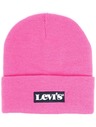 Shop Levi's Appliqué Logo Beanie In Pink