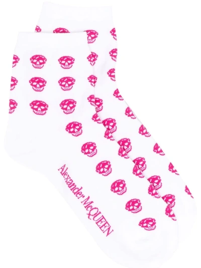 Shop Alexander Mcqueen Skull-motif Ankle Socks In White