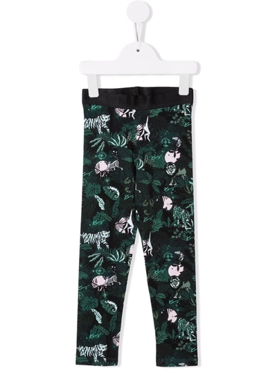 Kenzo Stretch Cotton Floral Leggings In Green