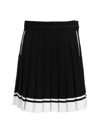 Shop Balmain Pleated Viscose Skirt In Black/white