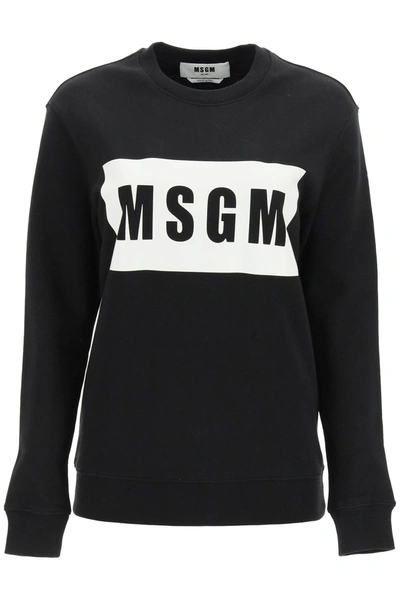 Shop Msgm Logo Box Sweatshirt In Black (black)